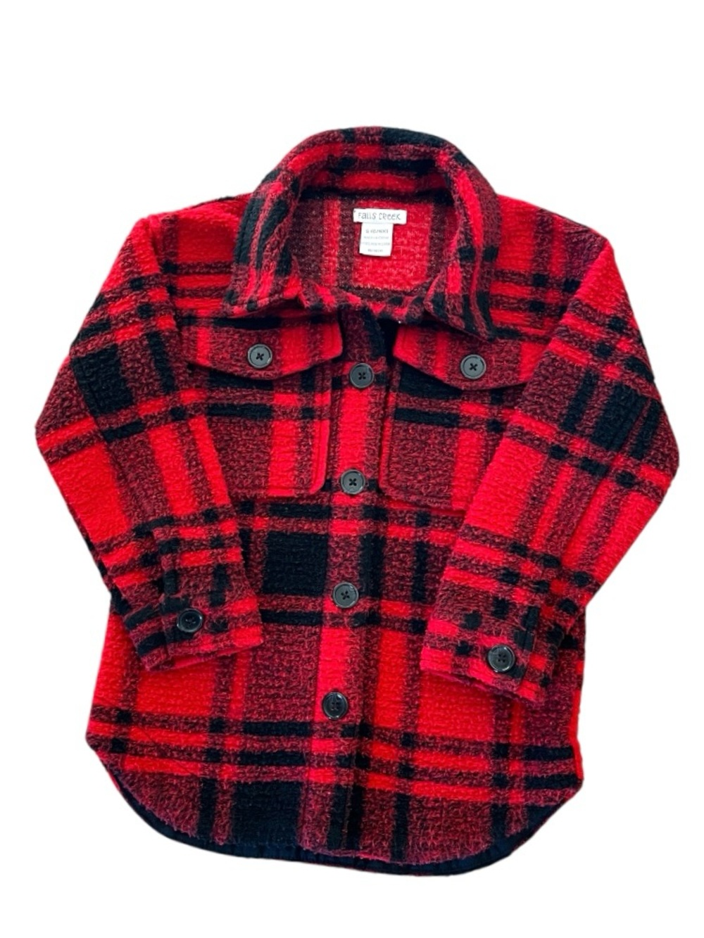 Falls Creek S Red Black Plaid Flannel Shirt Shacket Lumberjack Layering Outdoor